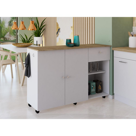 Syros Kitchen Island Cart White