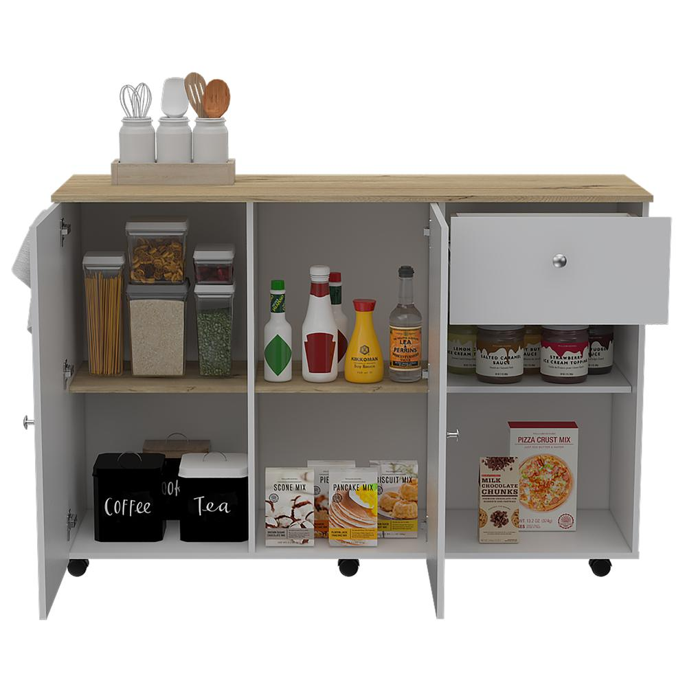 Syros Kitchen Island Cart White