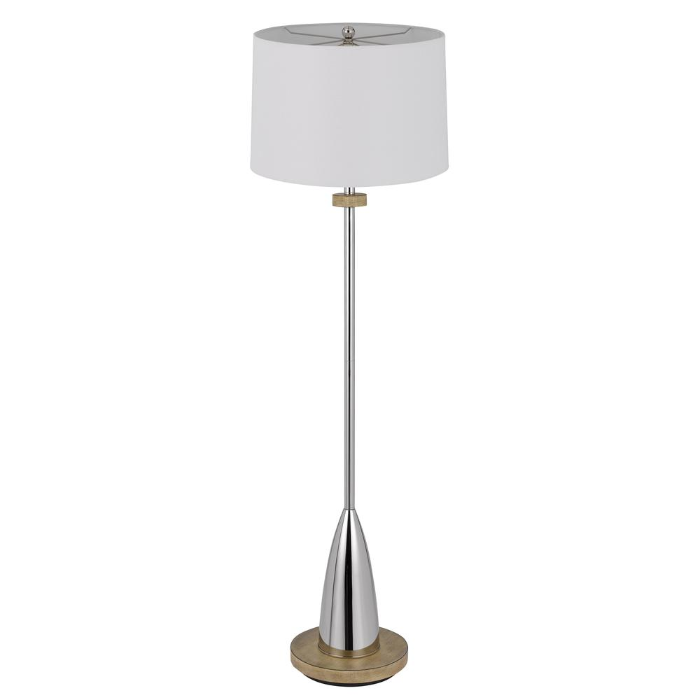 150W 3 way Lockport metal floor lamp with rubber wood base