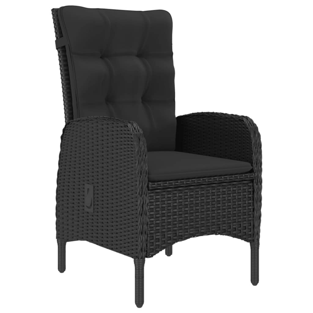 vidaXL 3 Piece Patio Dining Set Poly Rattan and Glass Black
