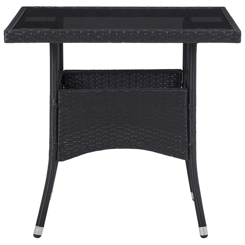 vidaXL 3 Piece Patio Dining Set Poly Rattan and Glass Black