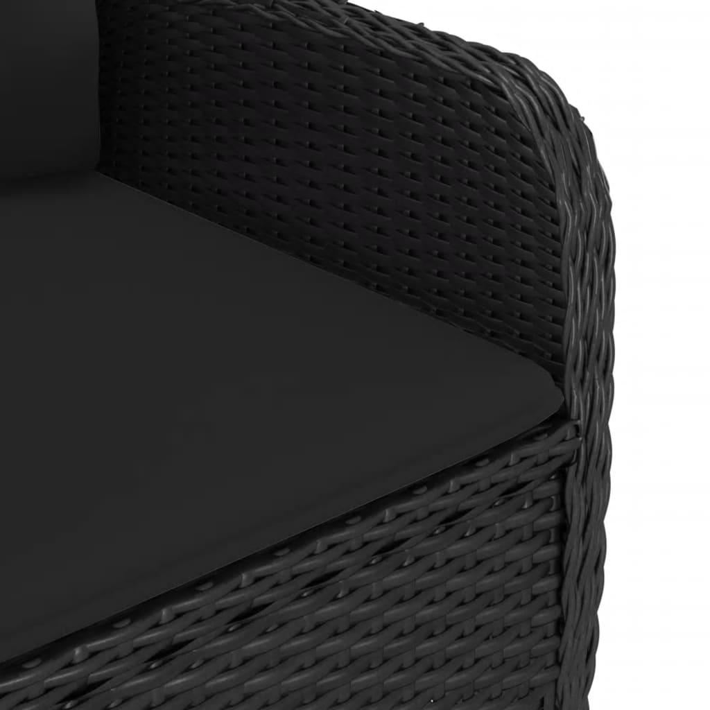 vidaXL 3 Piece Patio Dining Set Poly Rattan and Glass Black