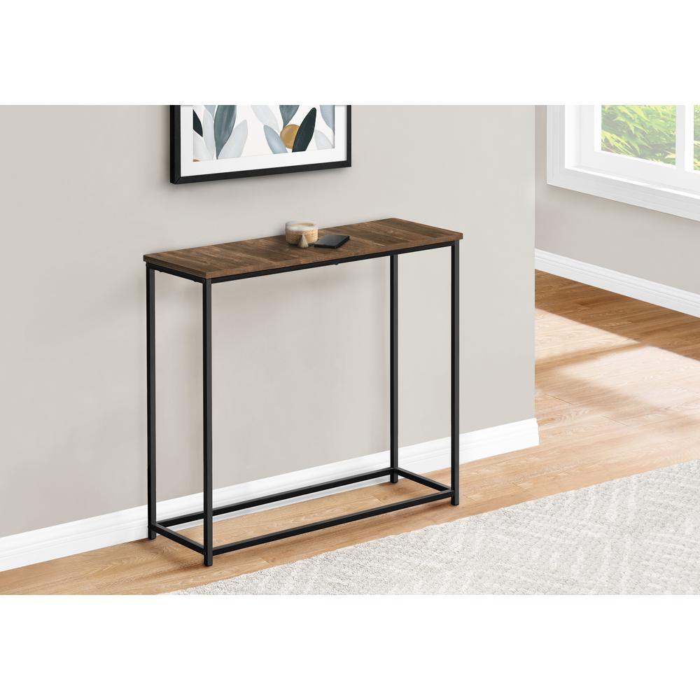 ACCENT TABLE - 32"L / BROWN RECLAIMED / BLACK CONSOLE