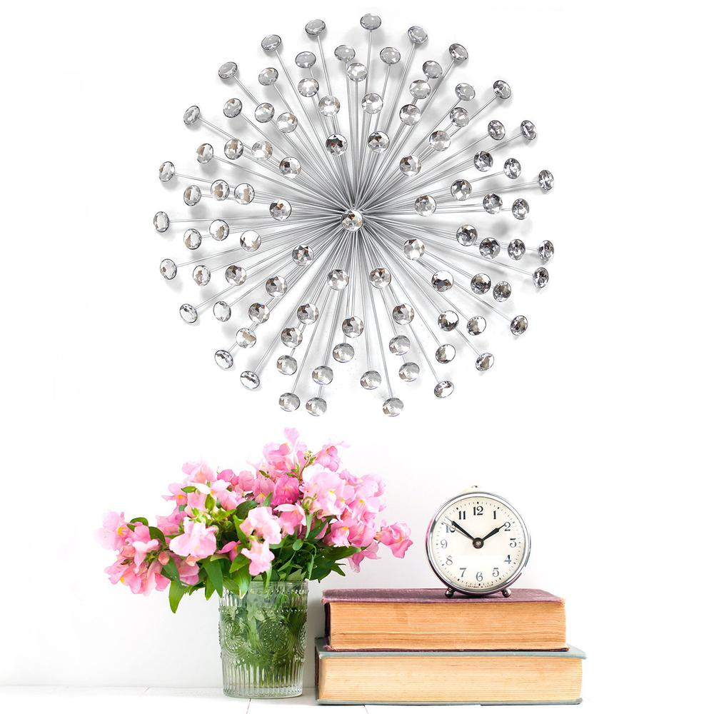 Stratton Home Decor 24" Silver Acrylic Burst Wall Decor