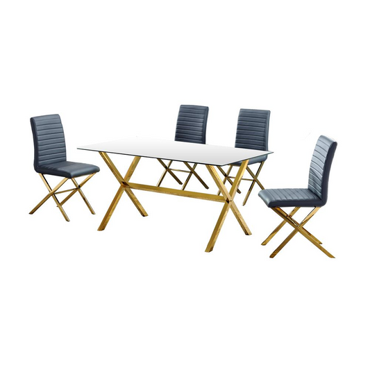 Best Master Furniture Timber 5 Piece Rectangular Foam Dining Set in Gray