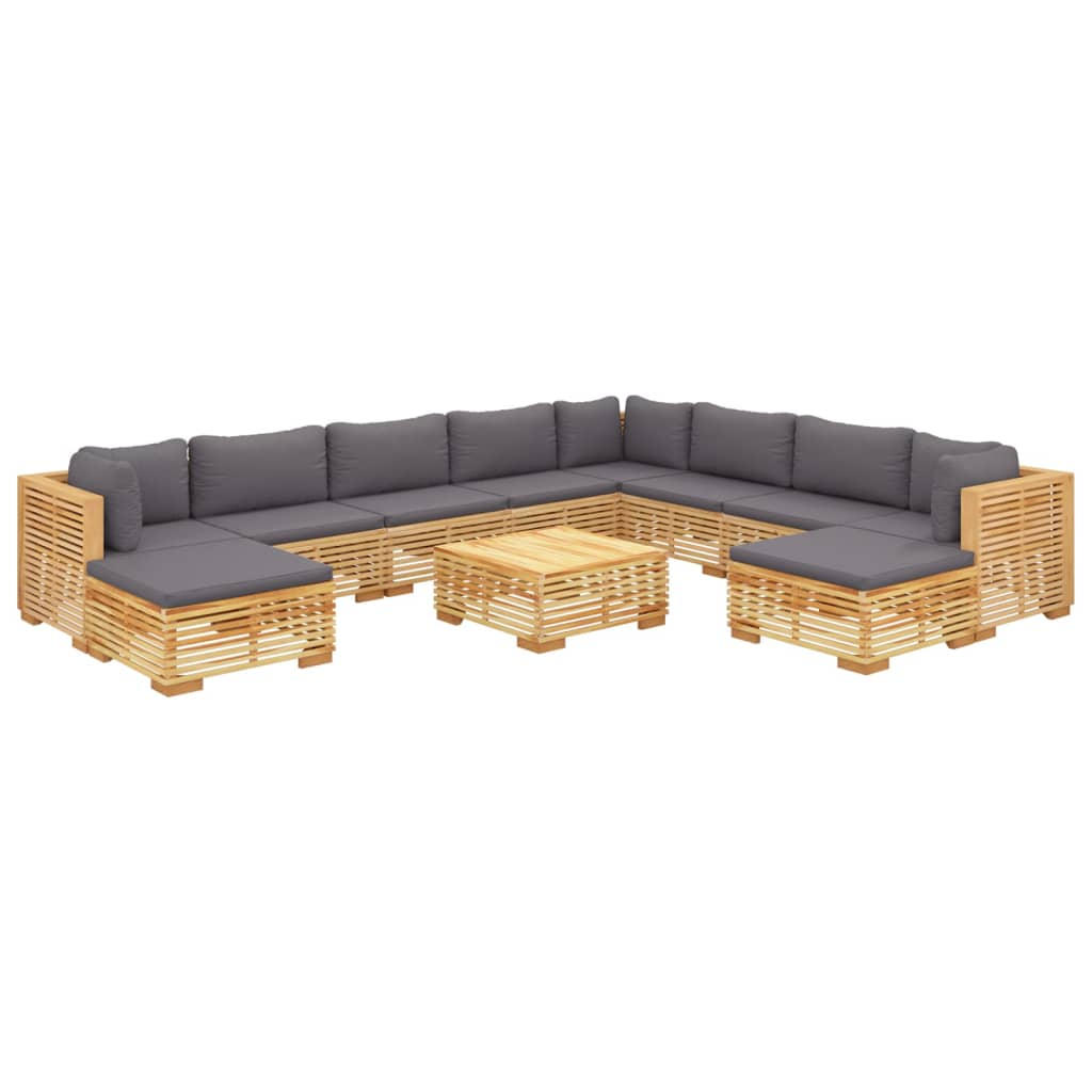 vidaXL 11 Piece Patio Lounge Set with Cushions Solid Wood Teak