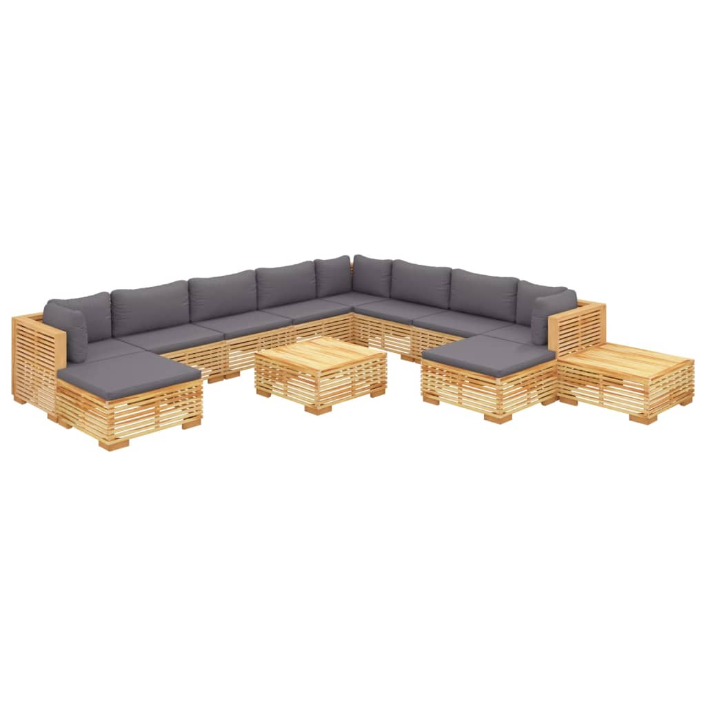 vidaXL 12 Piece Patio Lounge Set with Cushions Solid Wood Teak