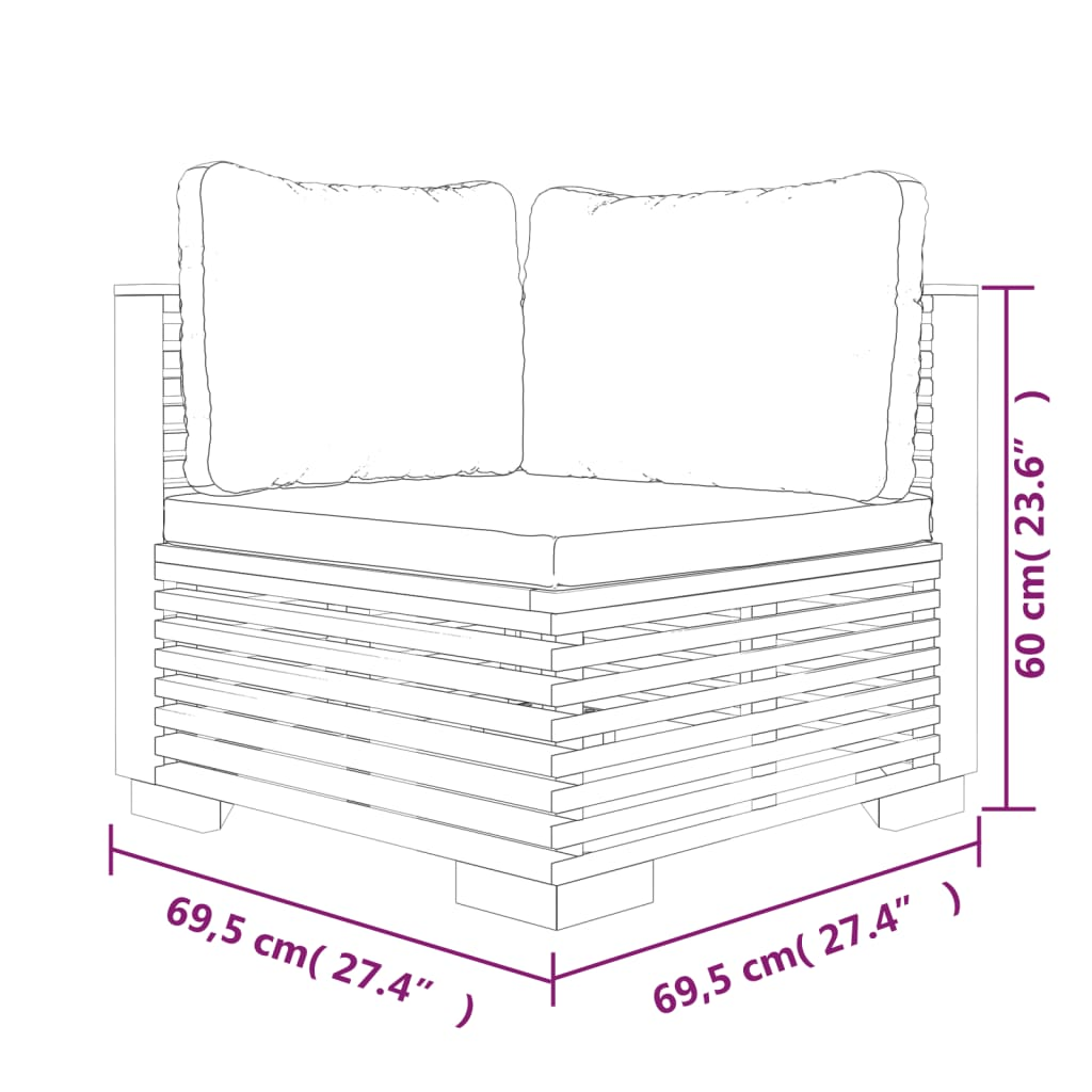 vidaXL 12 Piece Patio Lounge Set with Cushions Solid Wood Teak