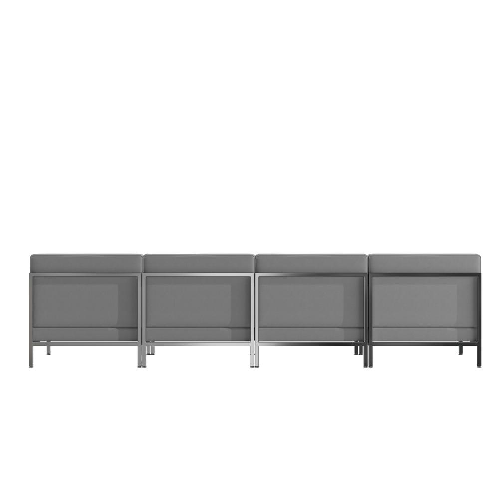 HERCULES Imagination Series 4 Piece Gray LeatherSoft Waiting Room Lounge Set - Reception Bench