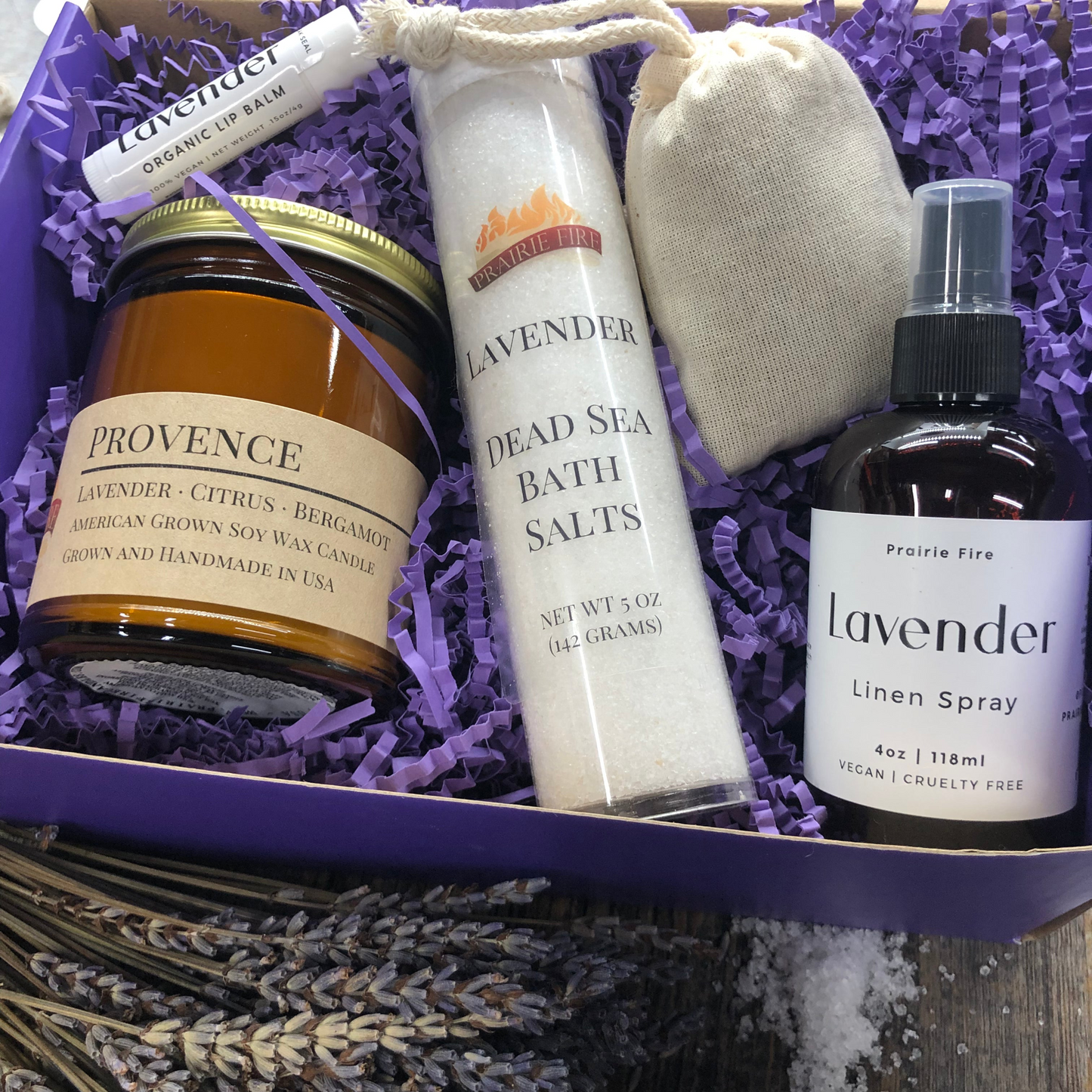 Lavender Lovers Candle Relaxation Luxury Gift Set Box - Kansas Gift Basket