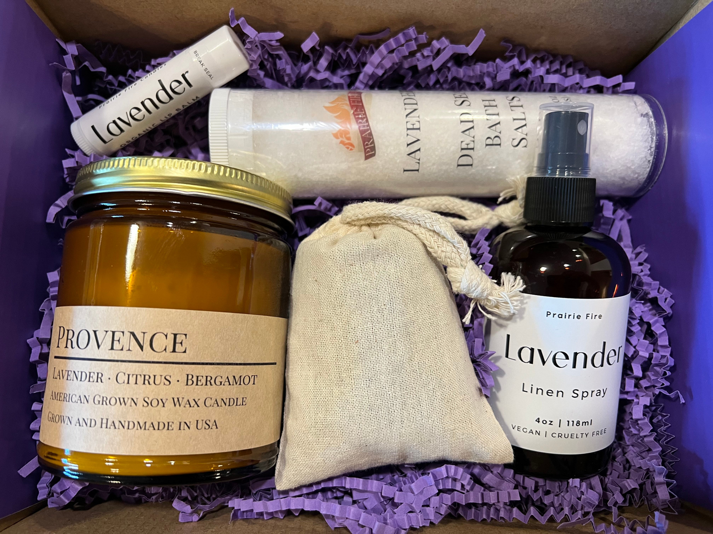 Lavender Lovers Candle Relaxation Luxury Gift Set Box - Kansas Gift Basket