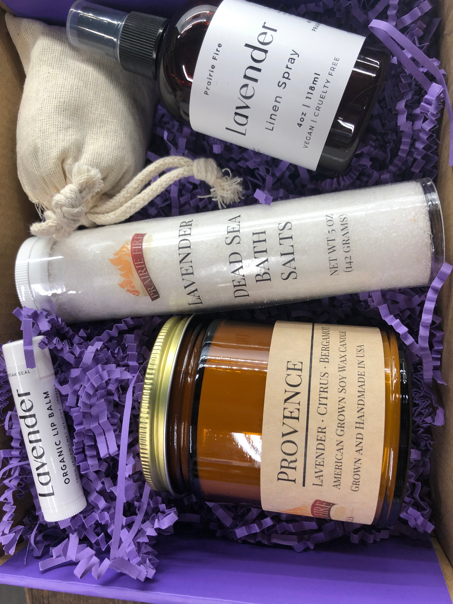 Lavender Lovers Candle Relaxation Luxury Gift Set Box - Kansas Gift Basket