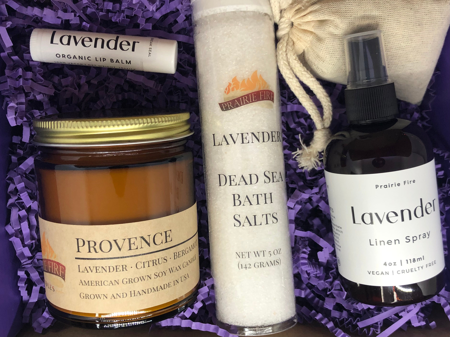 Lavender Lovers Candle Relaxation Luxury Gift Set Box - Kansas Gift Basket