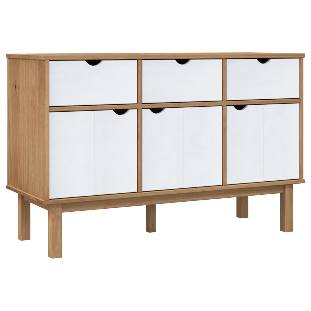 vidaXL Sideboard OTTA Brown and White 44.9"x16.9"x28.9" Solid Wood Pine