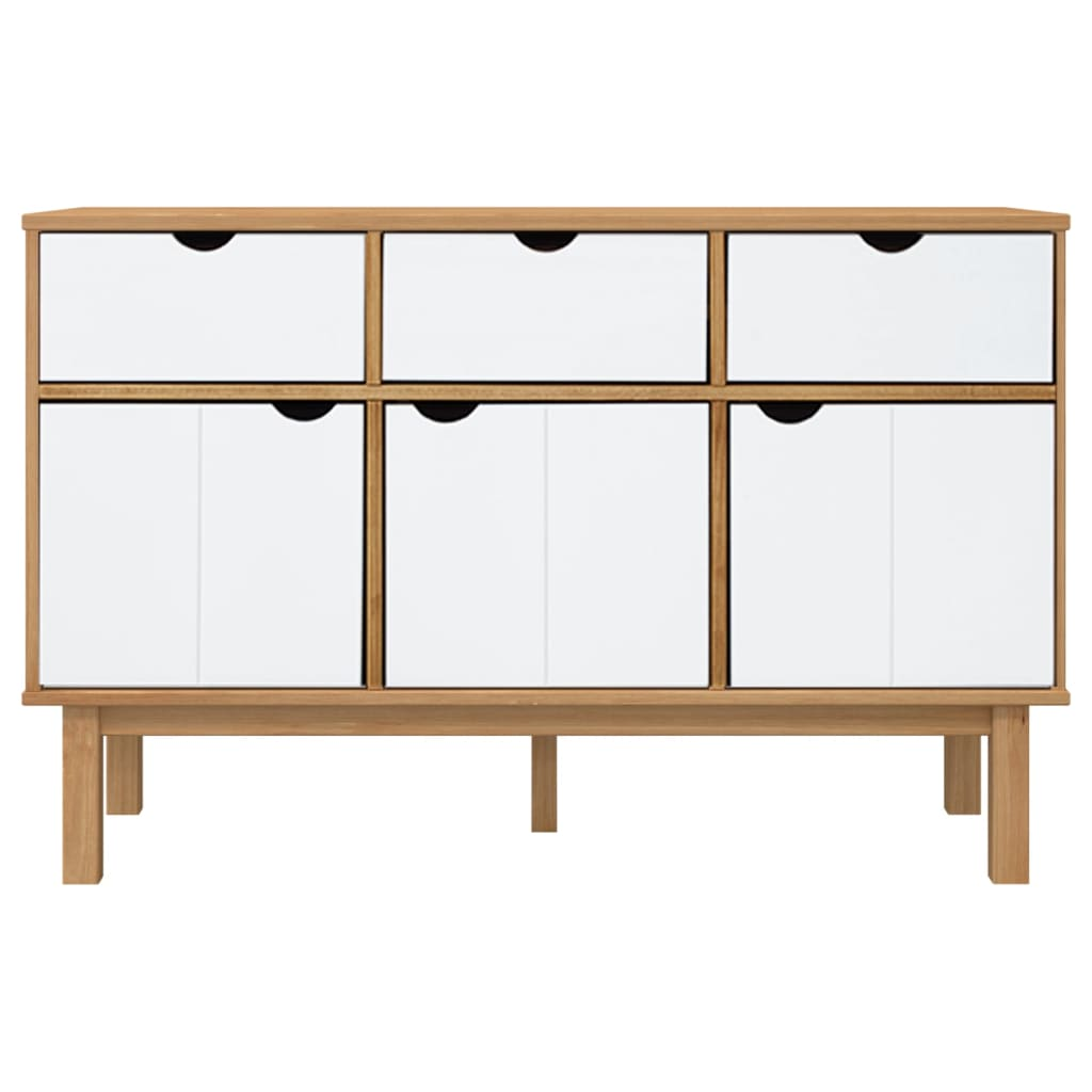 vidaXL Sideboard OTTA Brown and White 44.9"x16.9"x28.9" Solid Wood Pine