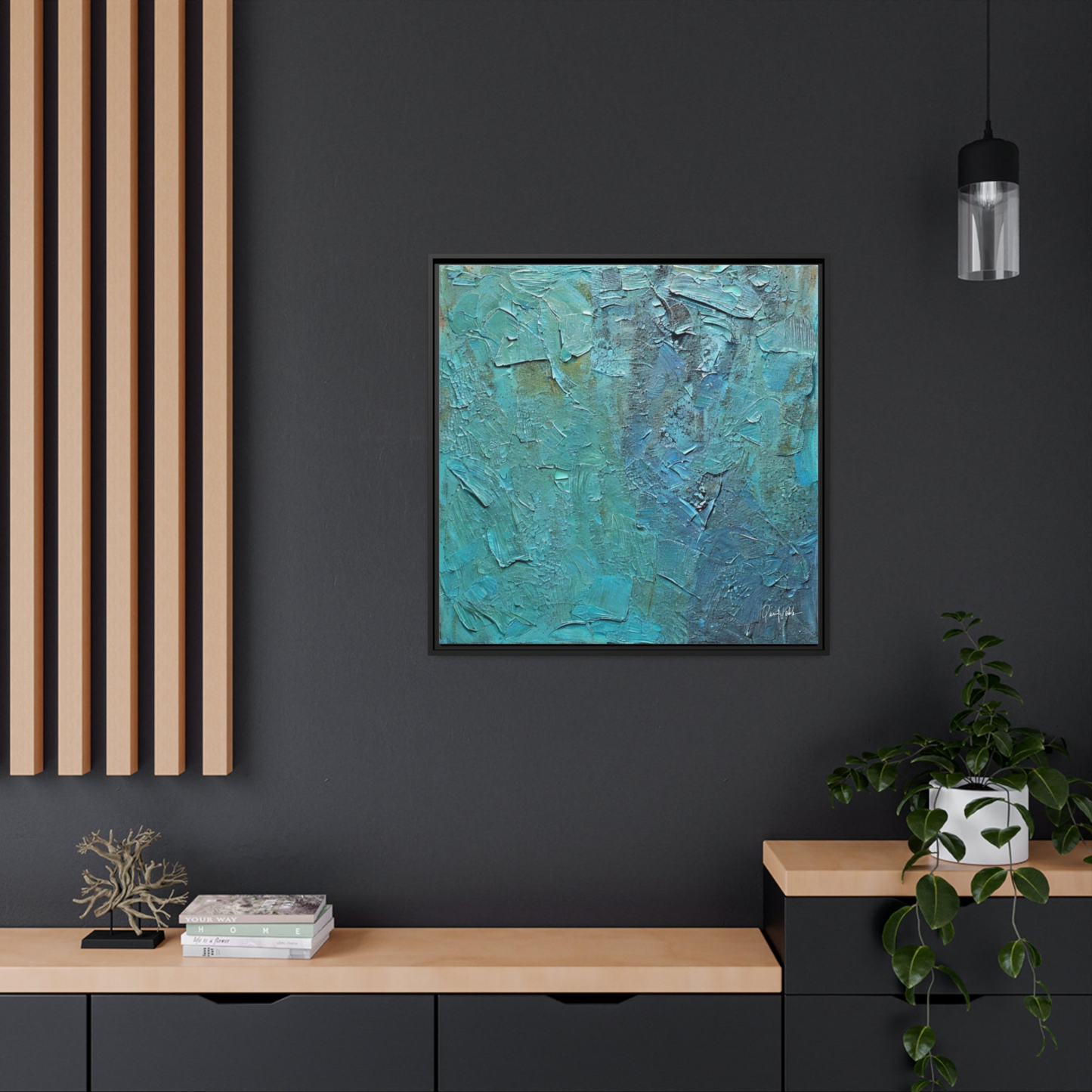 Canvas Wall Art Matte With Frame & Eco- Friendly TEAL - By QueenNoble