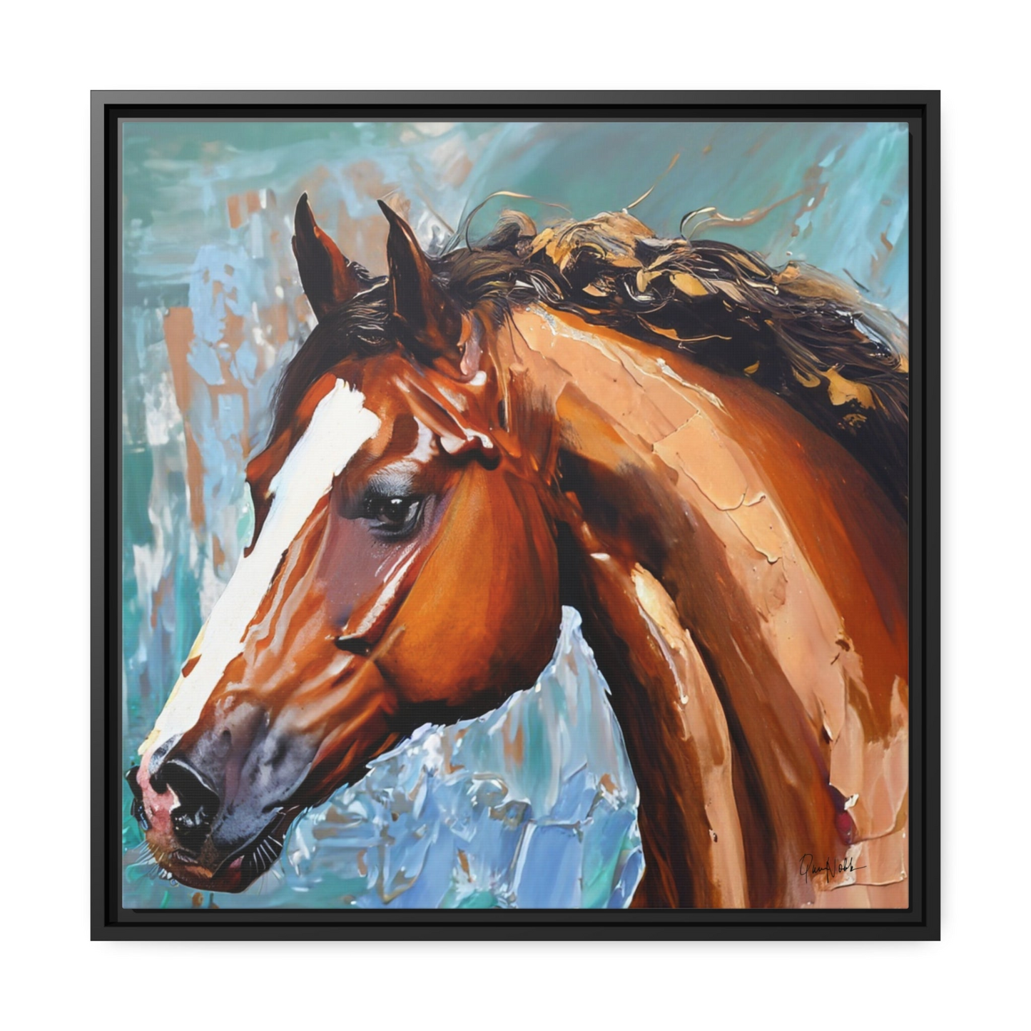 BROWN STALLION PORTRAIT Canvas Wall Art - By QueenNoble