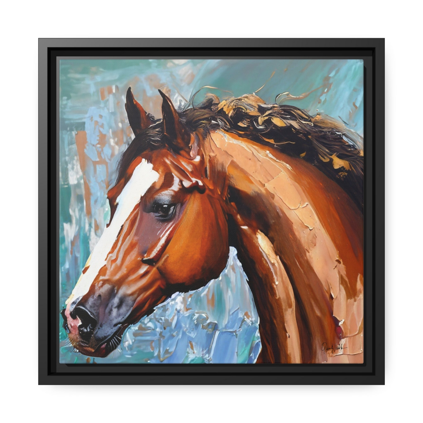 BROWN STALLION PORTRAIT Canvas Wall Art - By QueenNoble