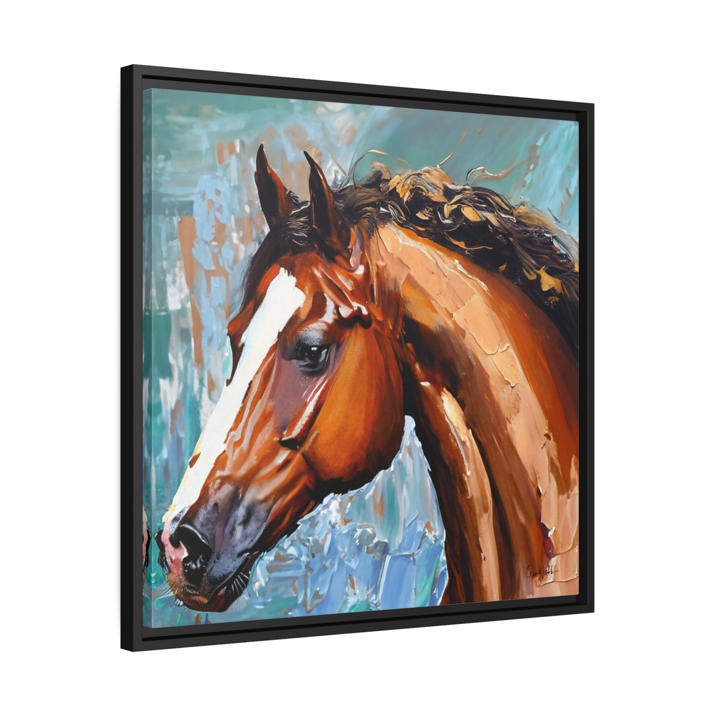 BROWN STALLION PORTRAIT Canvas Wall Art - By QueenNoble