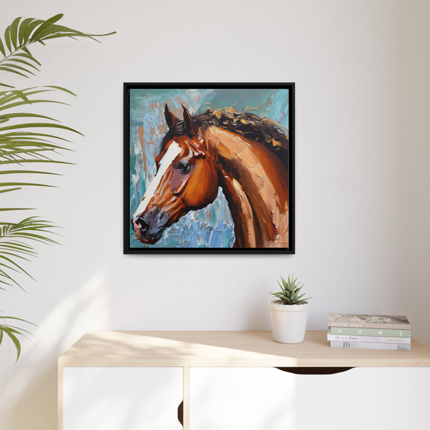 BROWN STALLION PORTRAIT Canvas Wall Art - By QueenNoble