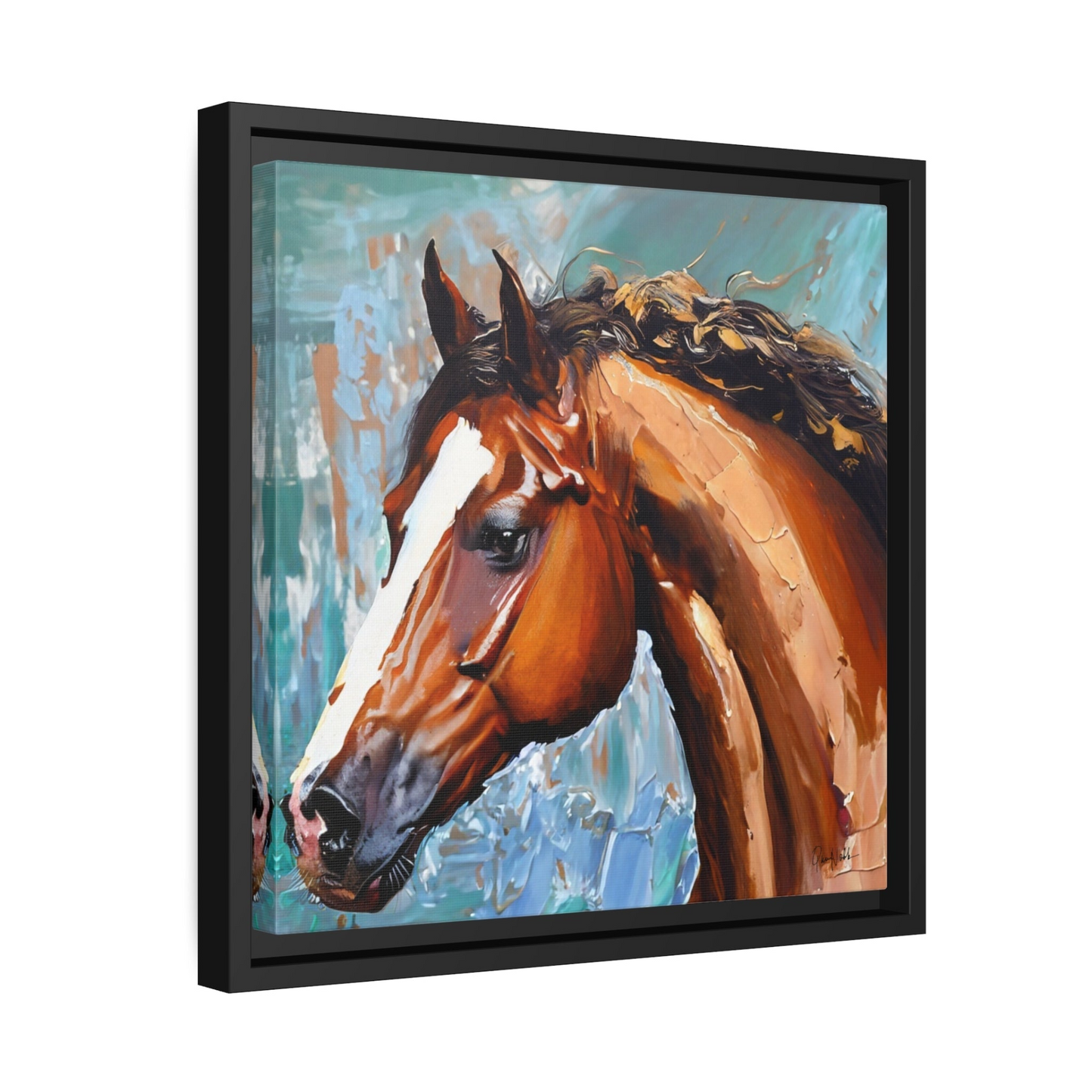 BROWN STALLION PORTRAIT Canvas Wall Art - By QueenNoble