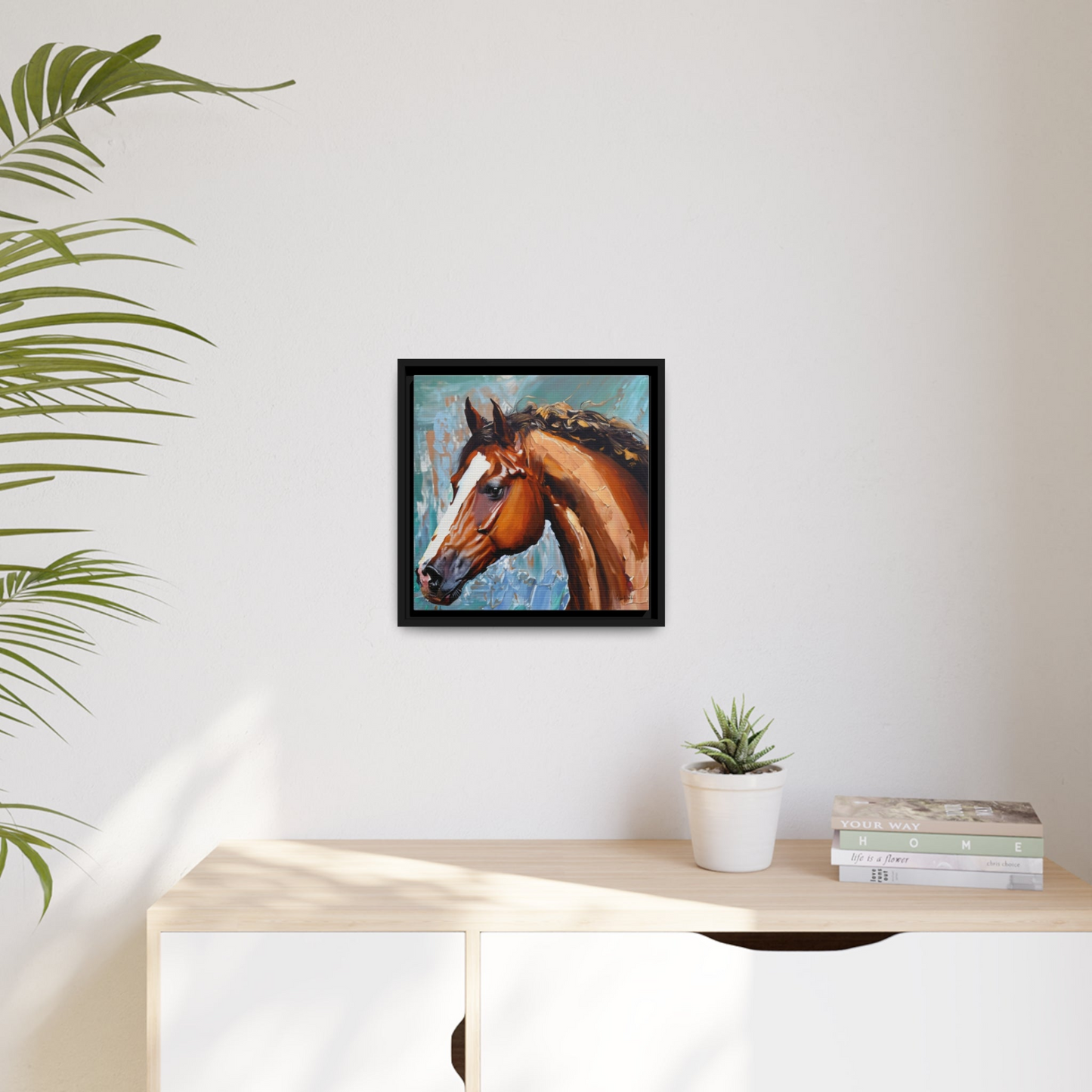 BROWN STALLION PORTRAIT Canvas Wall Art - By QueenNoble