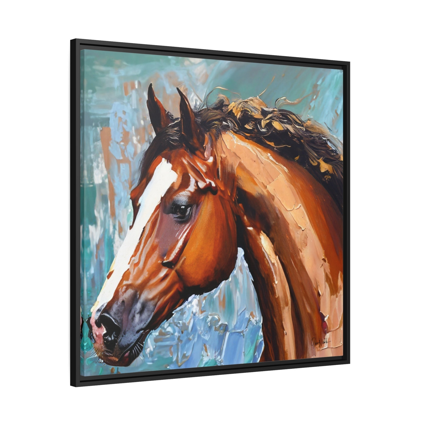 BROWN STALLION PORTRAIT Canvas Wall Art - By QueenNoble