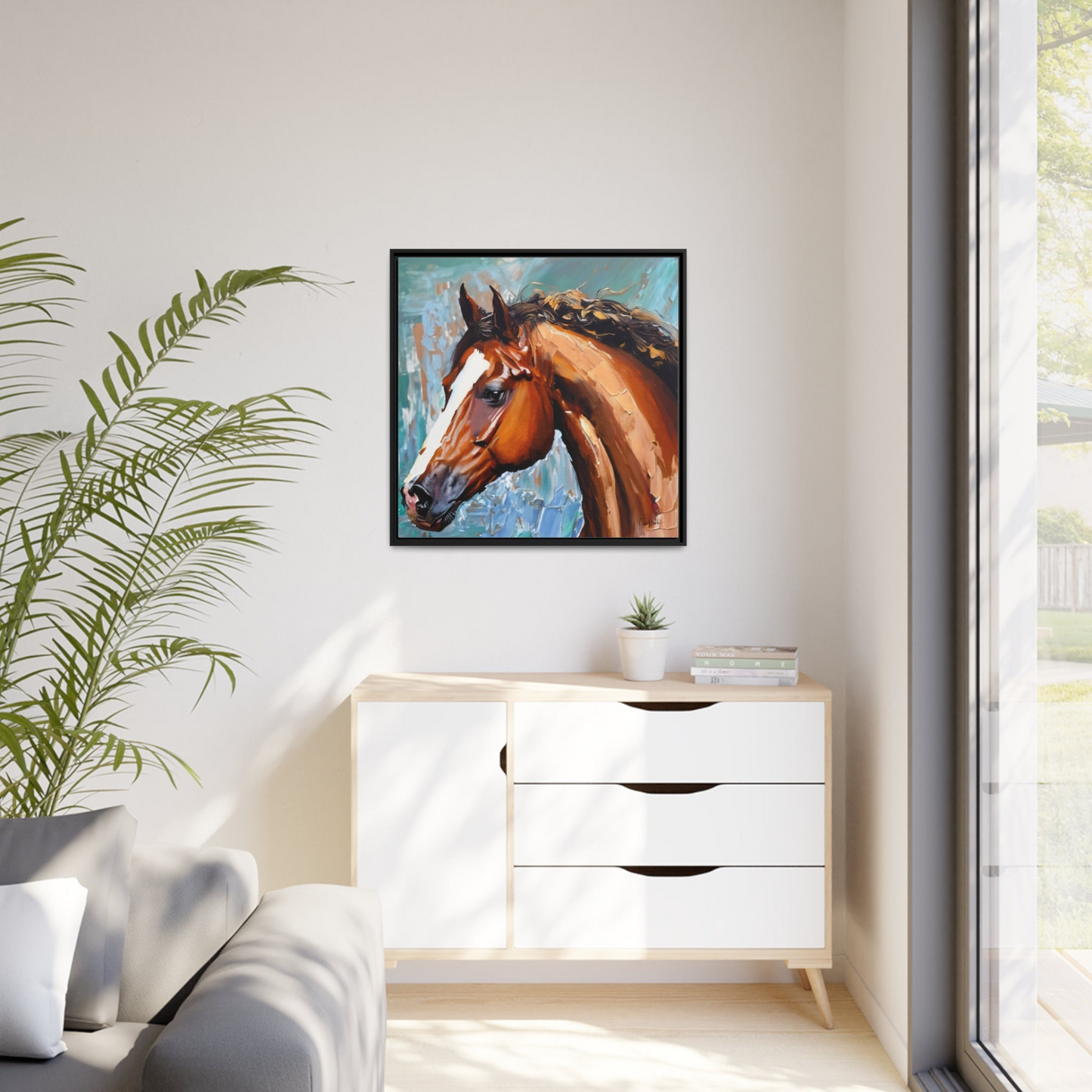 BROWN STALLION PORTRAIT Canvas Wall Art - By QueenNoble