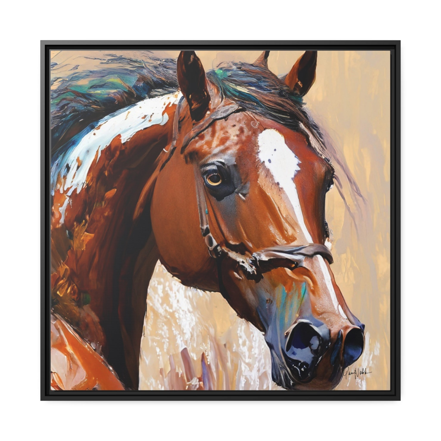 BROWN HORSE PORTRAIT Canvas Wall Art - By QueenNoble