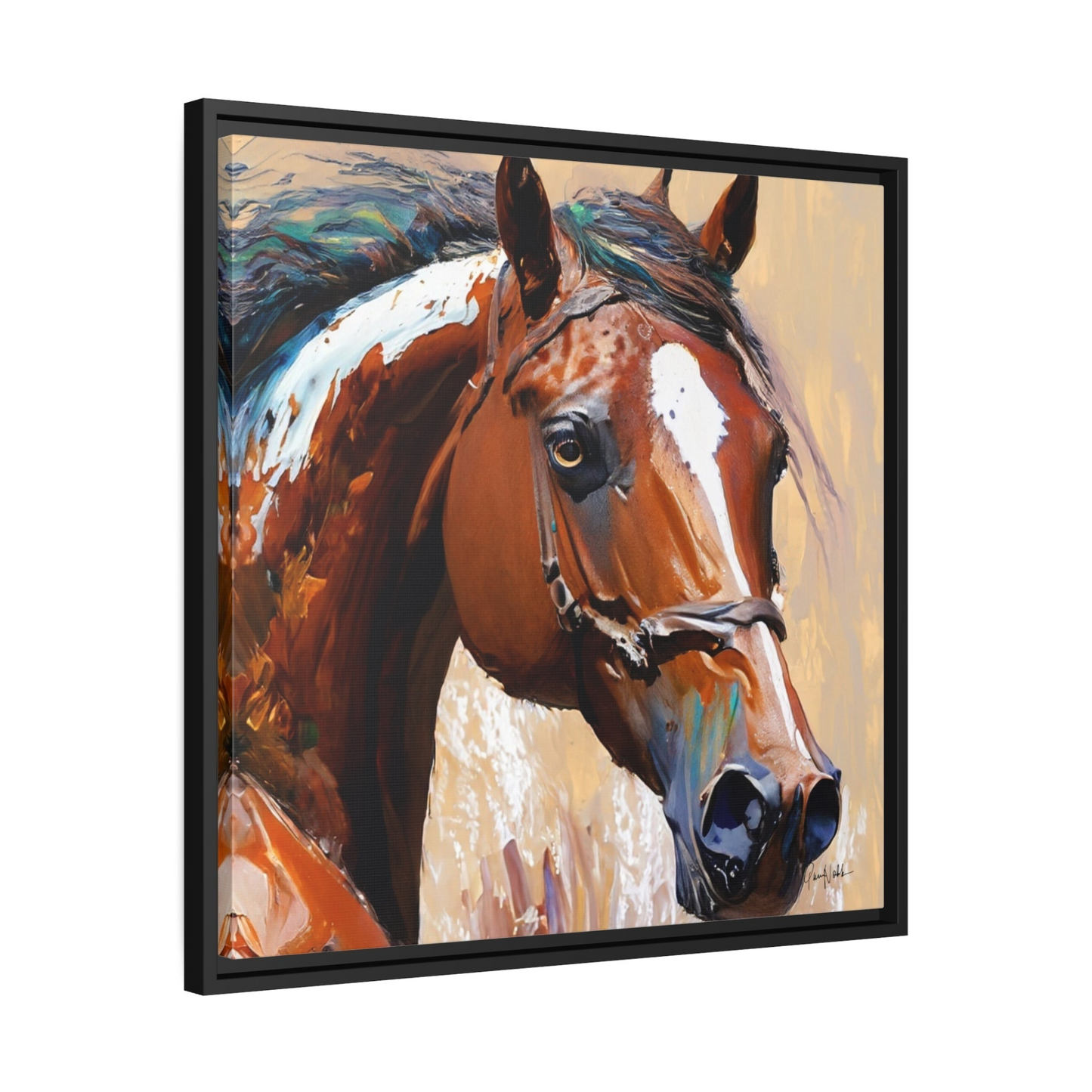 BROWN HORSE PORTRAIT Canvas Wall Art - By QueenNoble