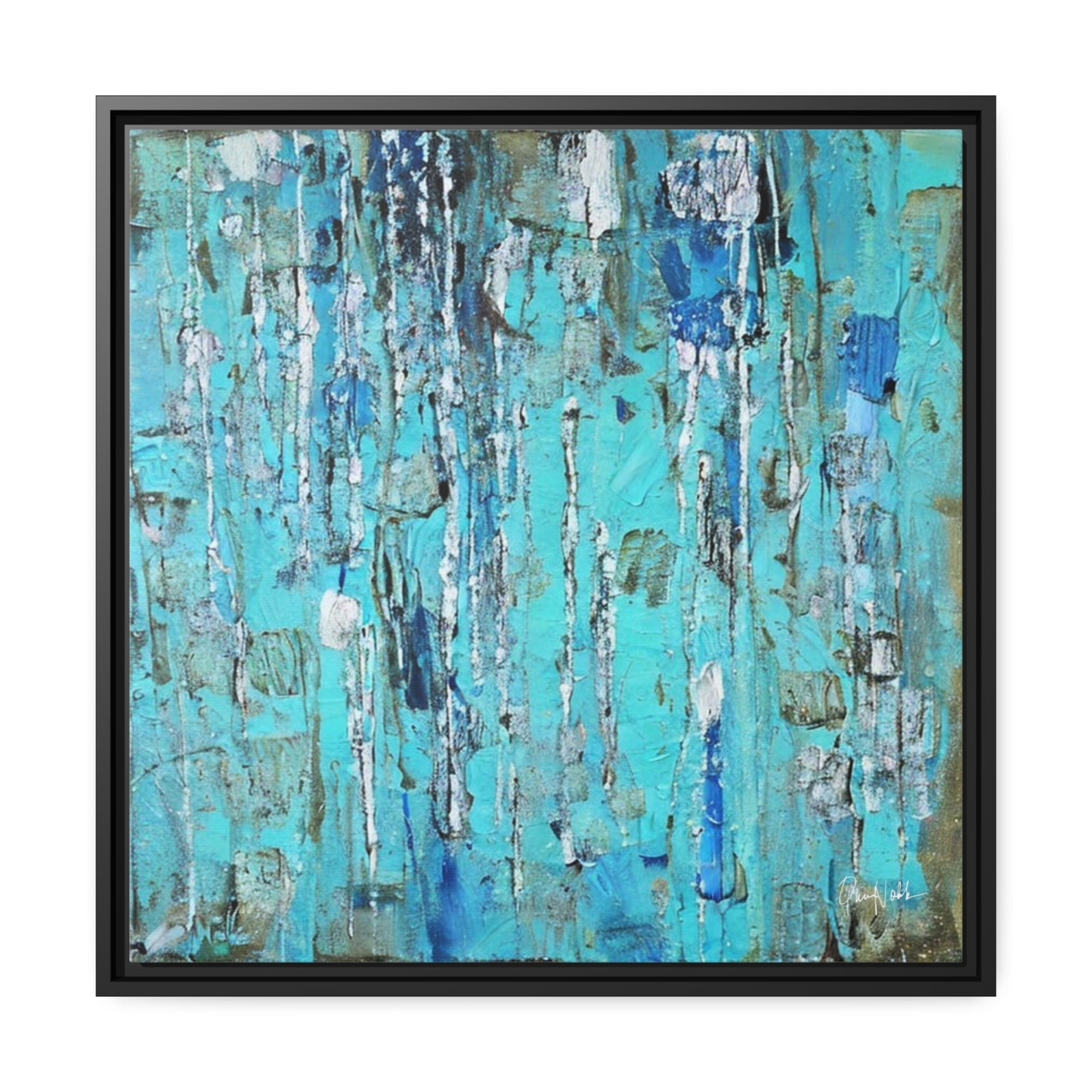 Canvas Wall Art Matte With Frame & Eco- Friendly AQUA - By QueenNoble