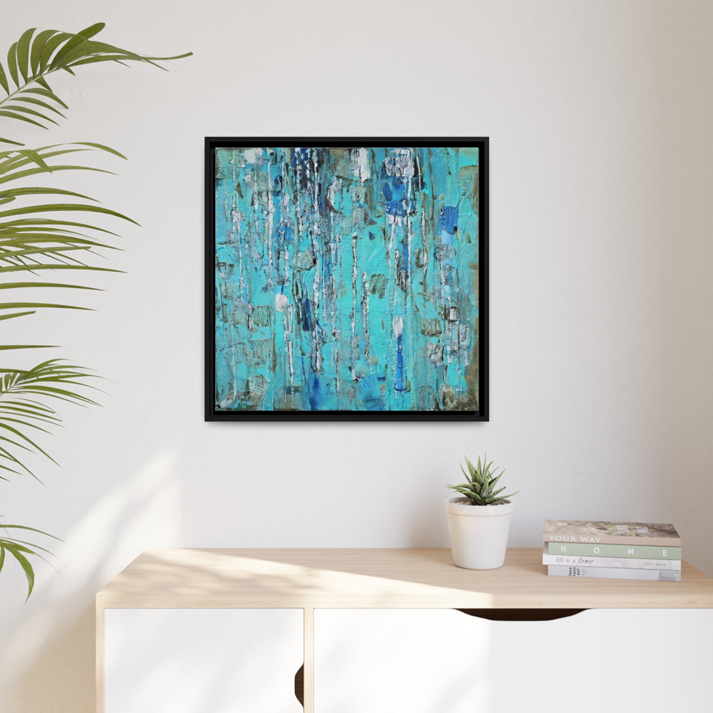 Canvas Wall Art Matte With Frame & Eco- Friendly AQUA - By QueenNoble