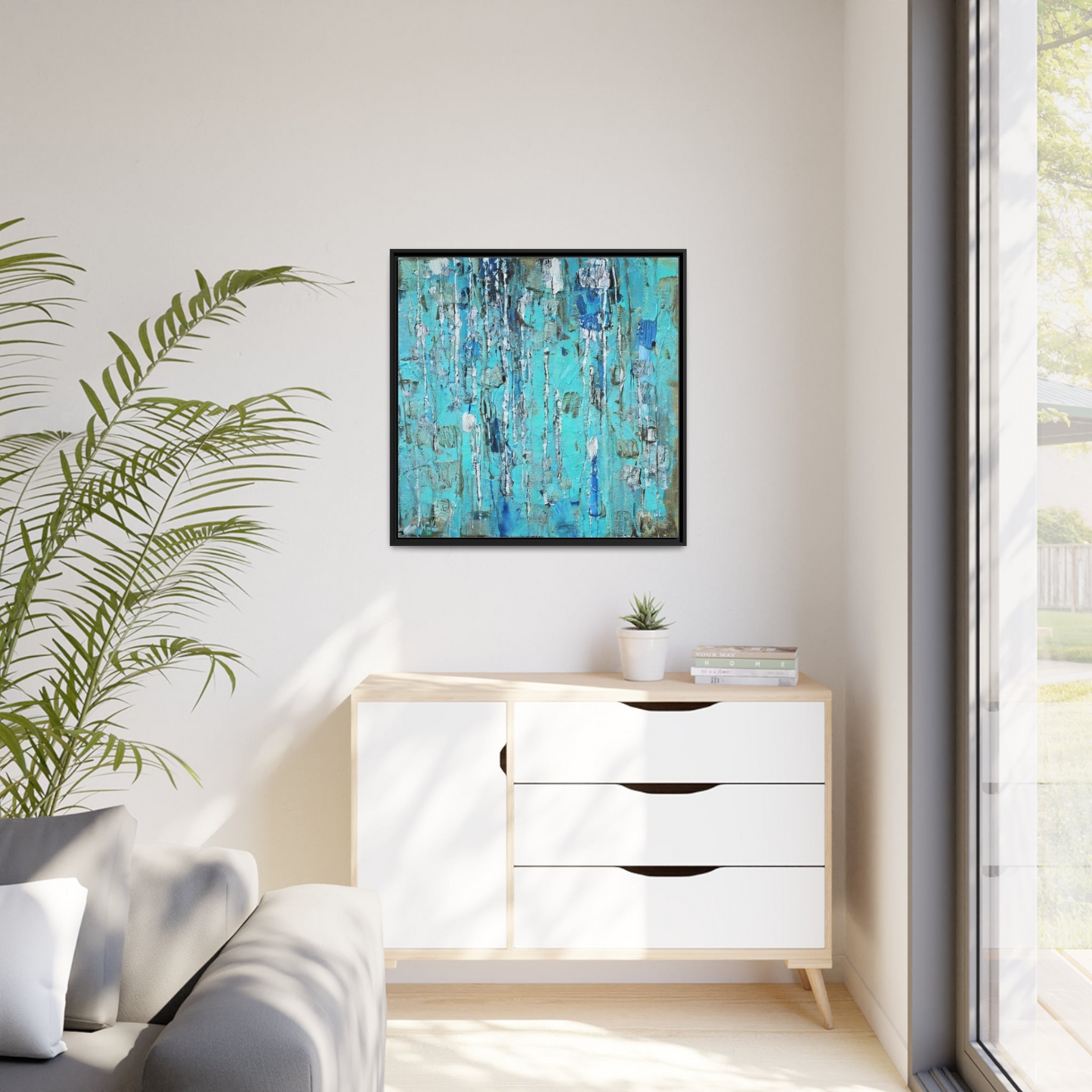 Canvas Wall Art Matte With Frame & Eco- Friendly AQUA - By QueenNoble