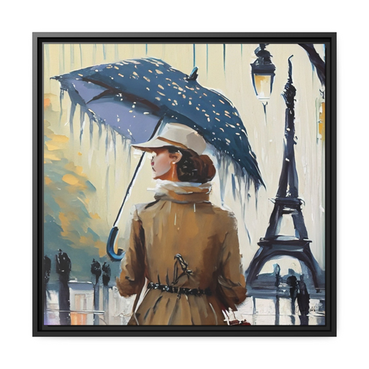 Framed Canvas Wall Art WOMAN IN PARIS- By QueenNoble