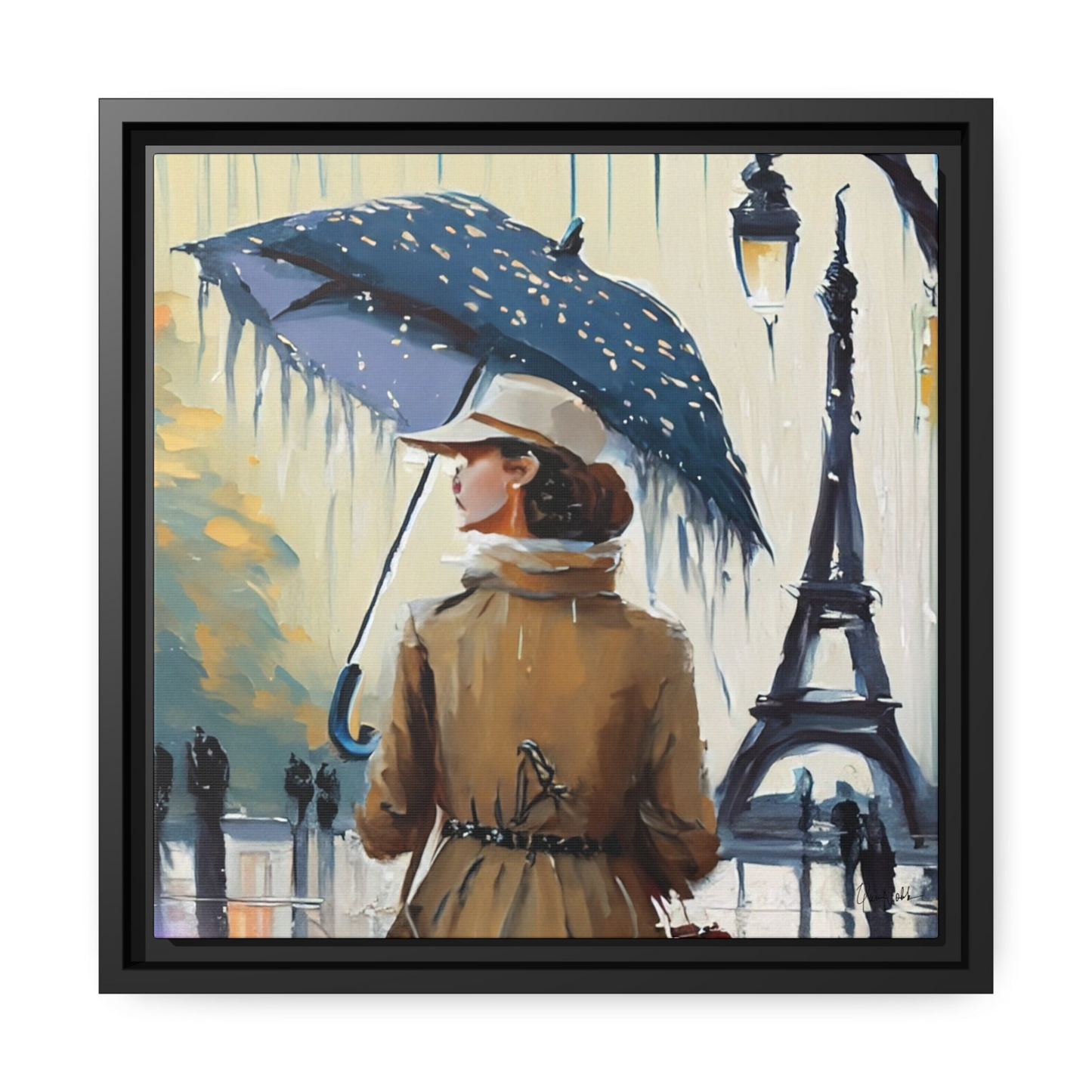 Framed Canvas Wall Art WOMAN IN PARIS- By QueenNoble