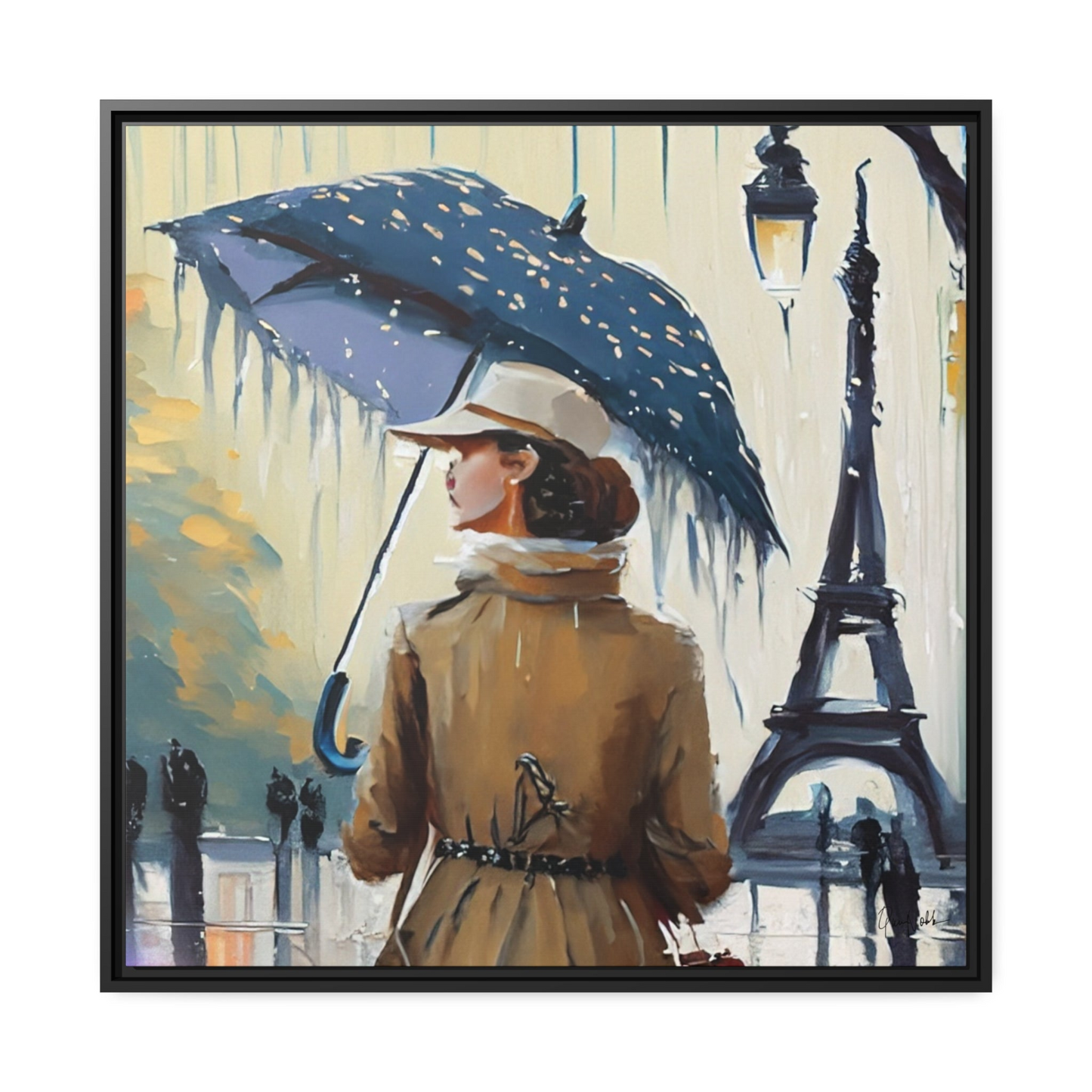 Framed Canvas Wall Art WOMAN IN PARIS- By QueenNoble