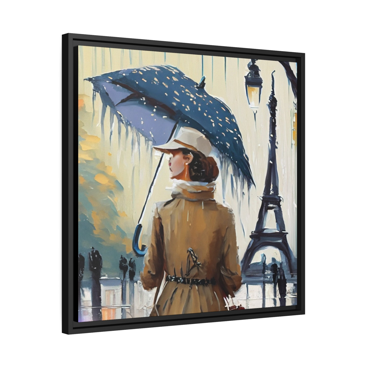 Framed Canvas Wall Art WOMAN IN PARIS- By QueenNoble