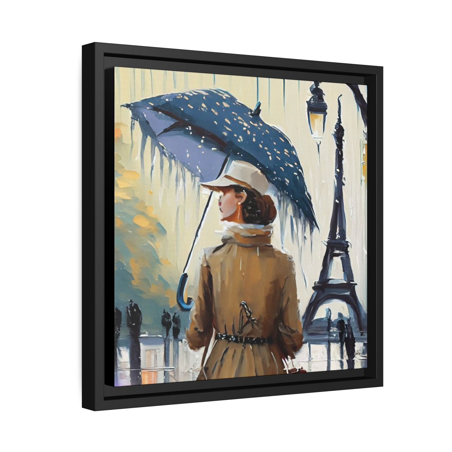 Framed Canvas Wall Art WOMAN IN PARIS- By QueenNoble