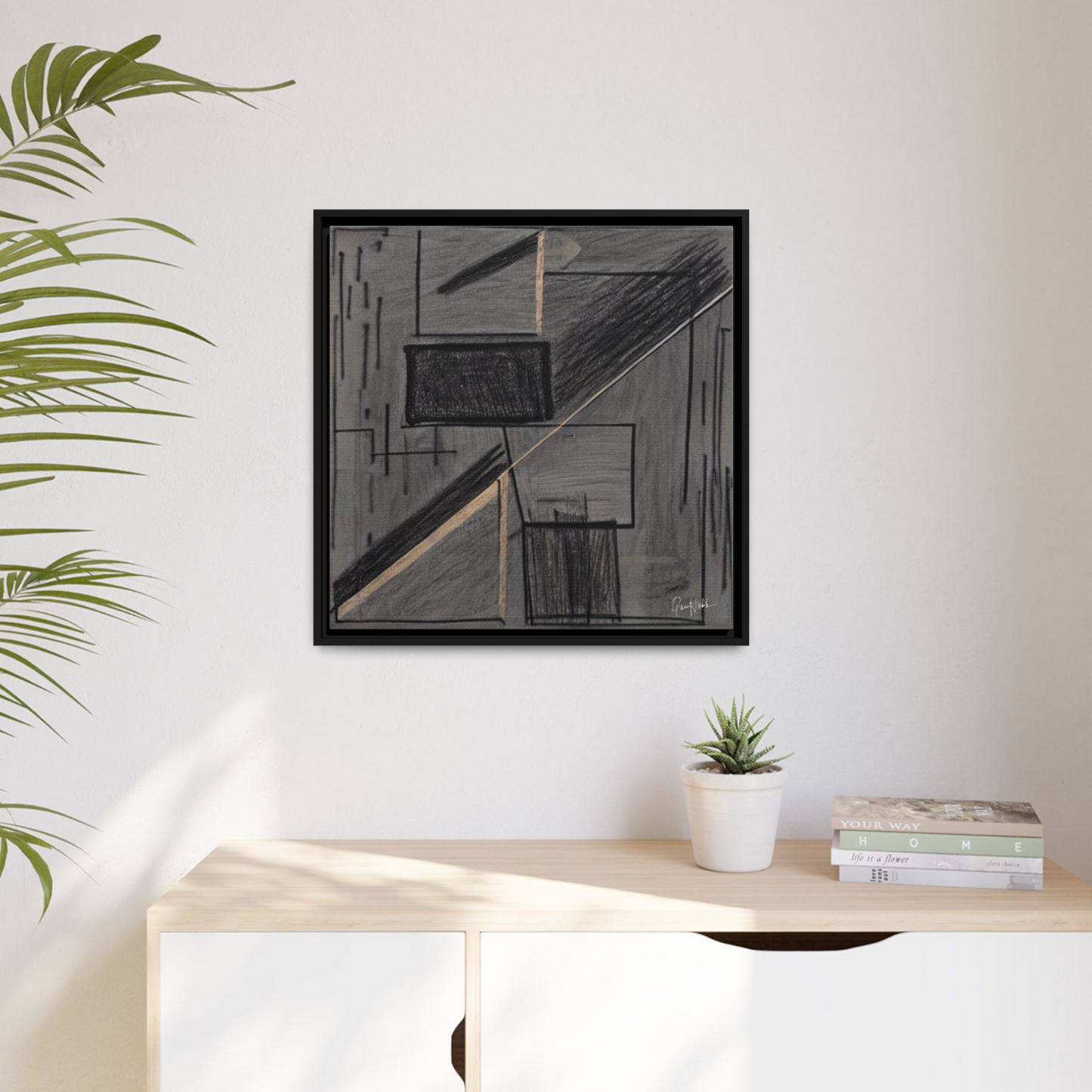 GRAY Canvas Wall Art Matte With Frame - By QueenNoble