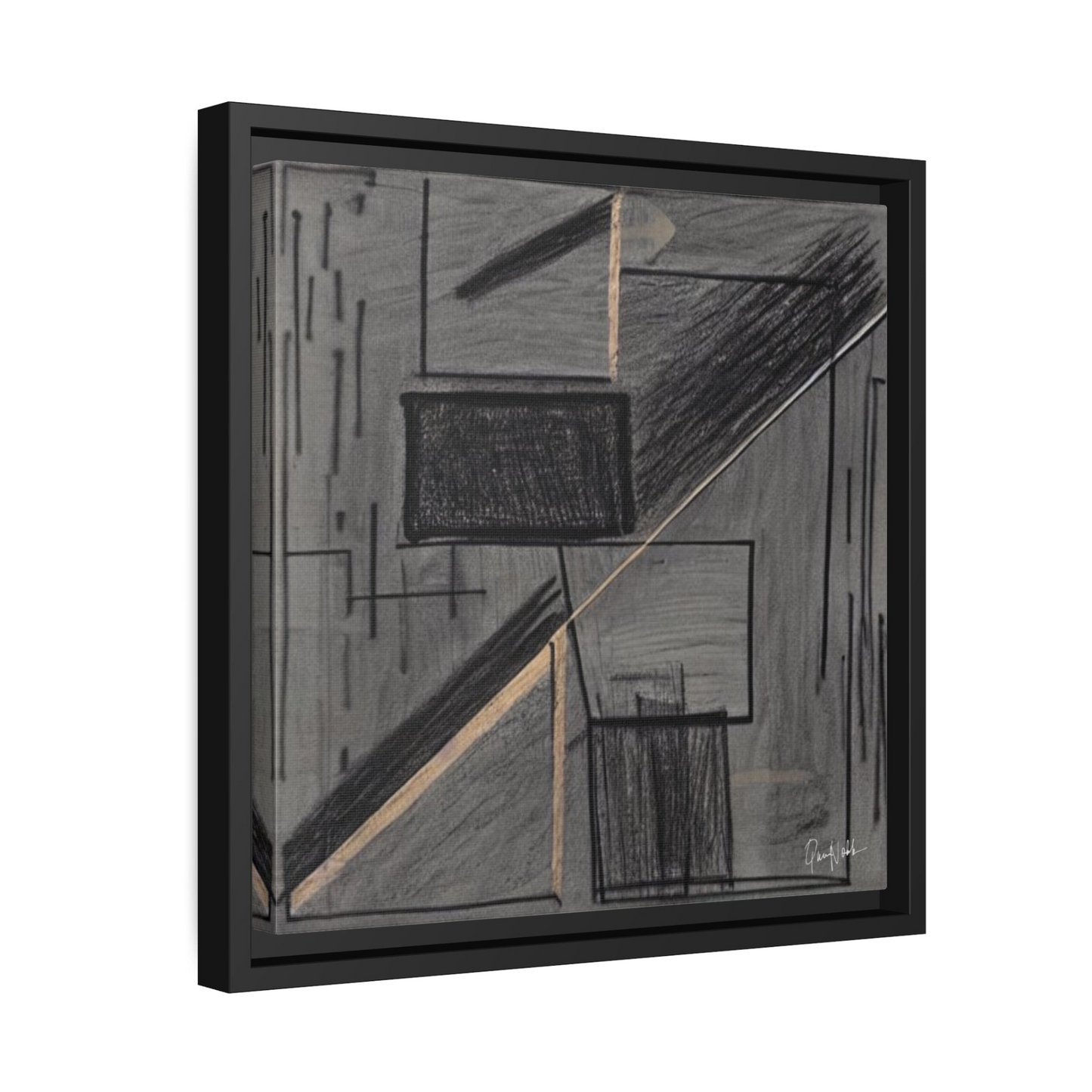 GRAY Canvas Wall Art Matte With Frame - By QueenNoble