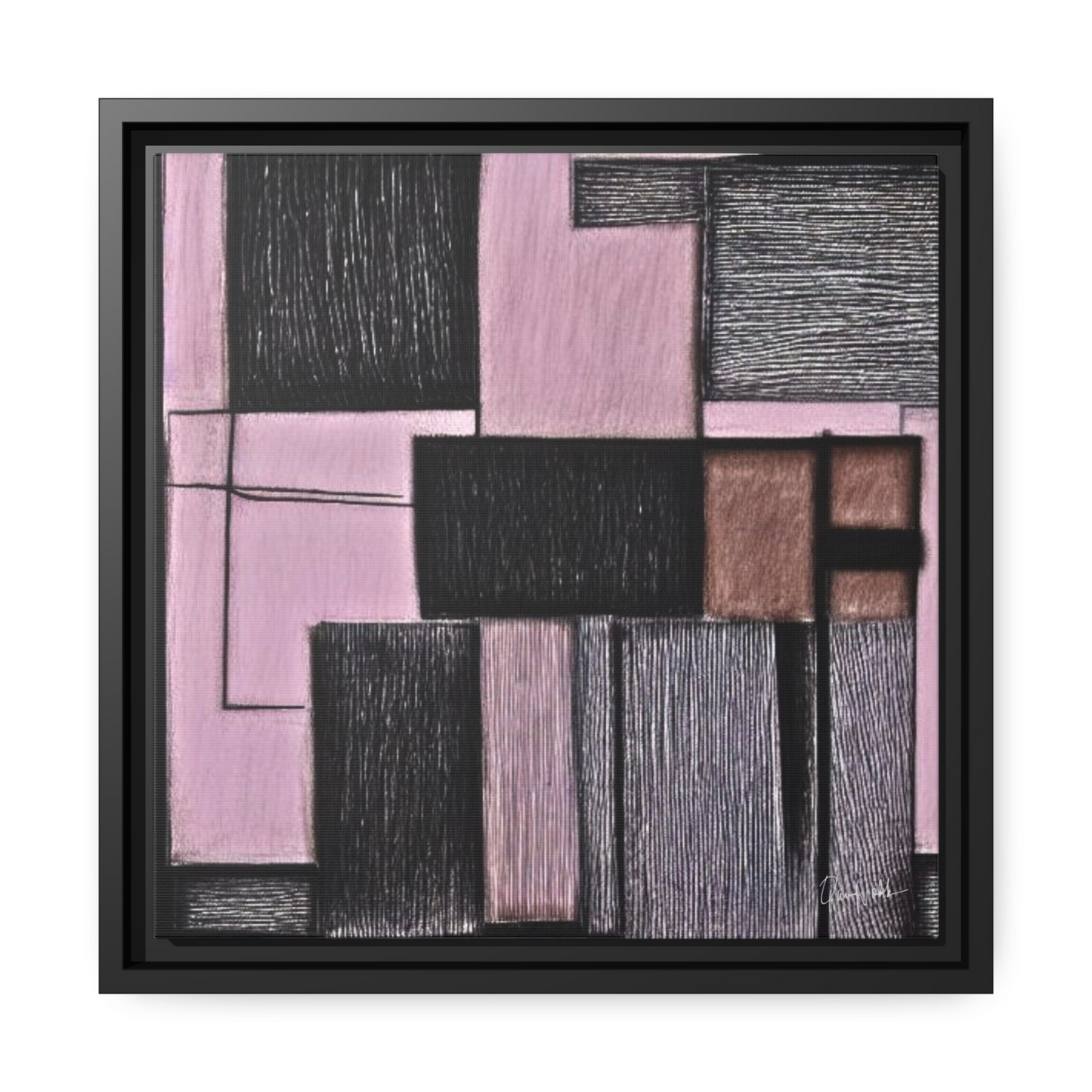 PINK GEOMETRIC Canvas Wall Art Matte With Frame By QueenNoble