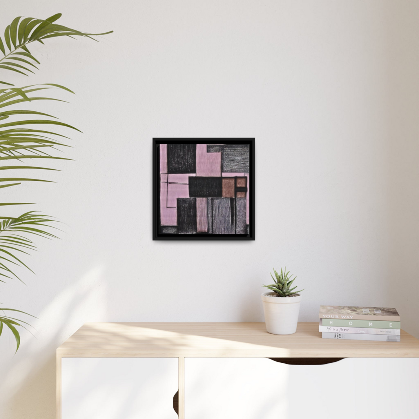 PINK GEOMETRIC Canvas Wall Art Matte With Frame By QueenNoble