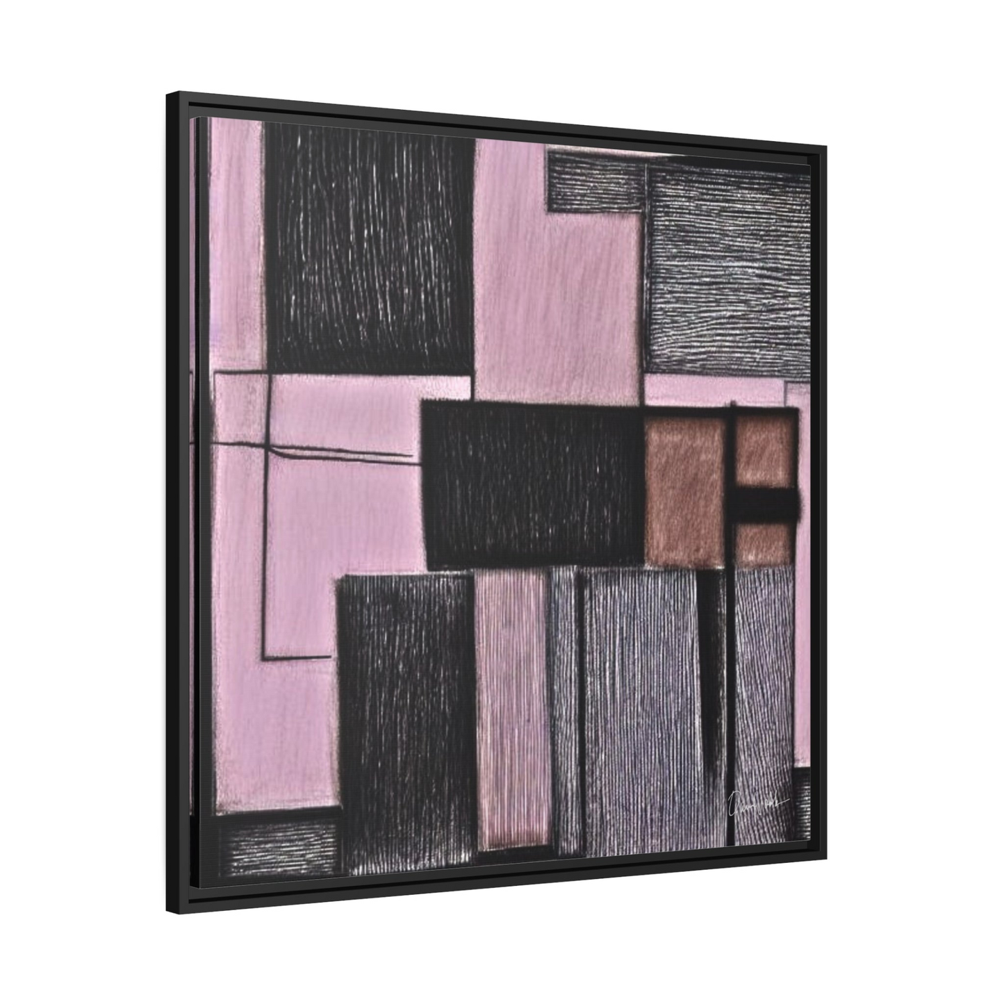 PINK GEOMETRIC Canvas Wall Art Matte With Frame By QueenNoble