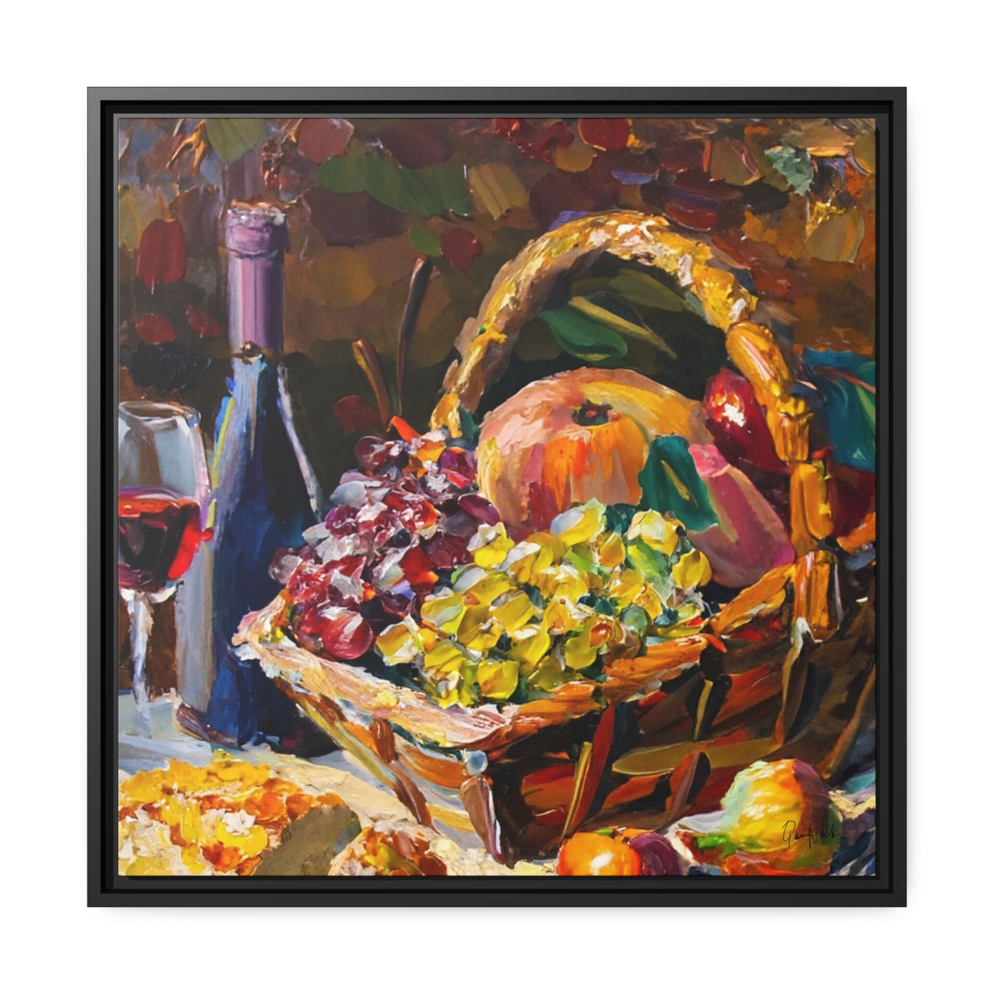 STILL LIFE FRUITS AND WINE Canvas Wall Art - By QueenNoble