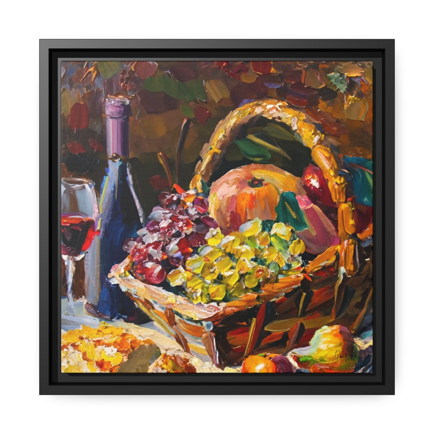 STILL LIFE FRUITS AND WINE Canvas Wall Art - By QueenNoble