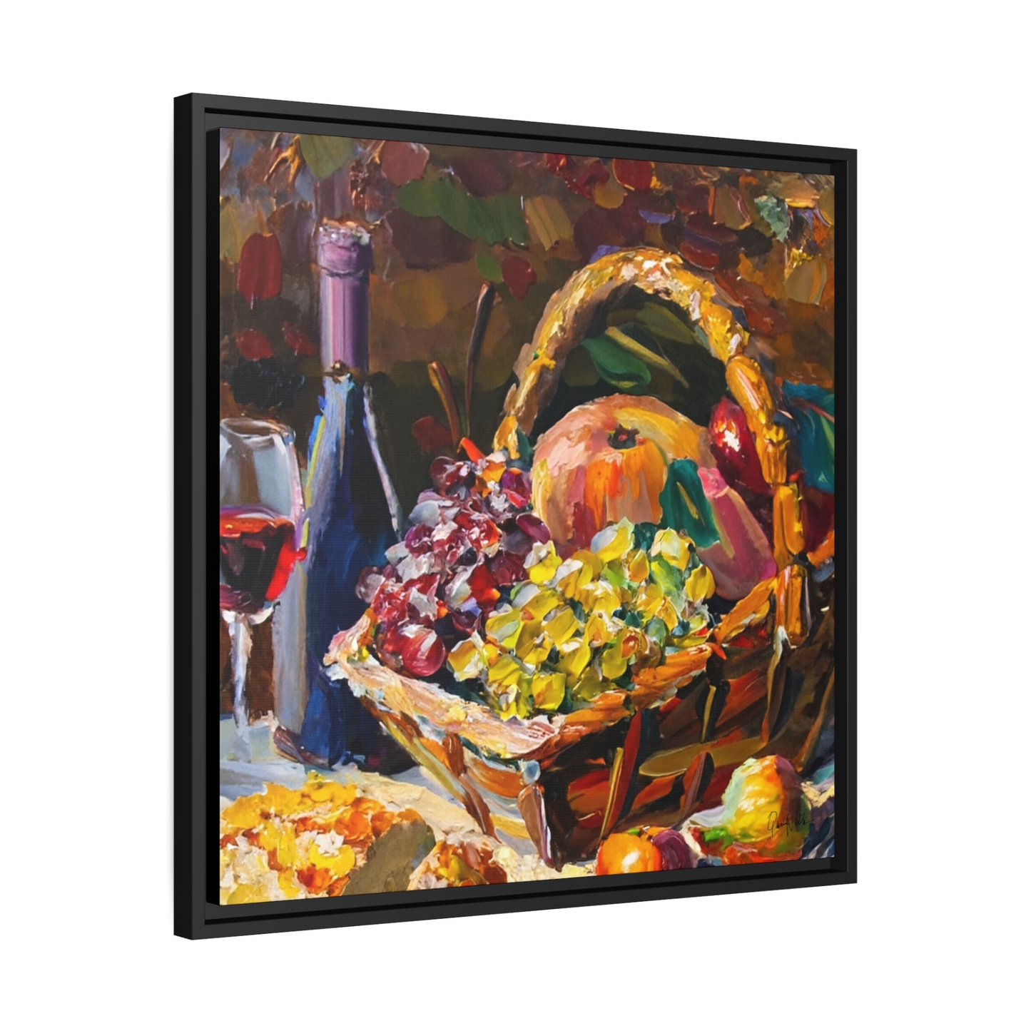 STILL LIFE FRUITS AND WINE Canvas Wall Art - By QueenNoble