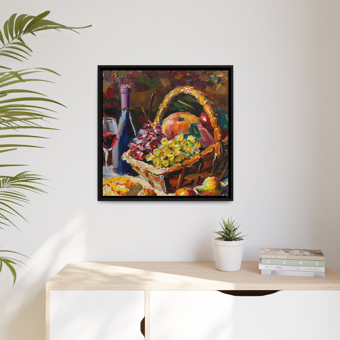 STILL LIFE FRUITS AND WINE Canvas Wall Art - By QueenNoble