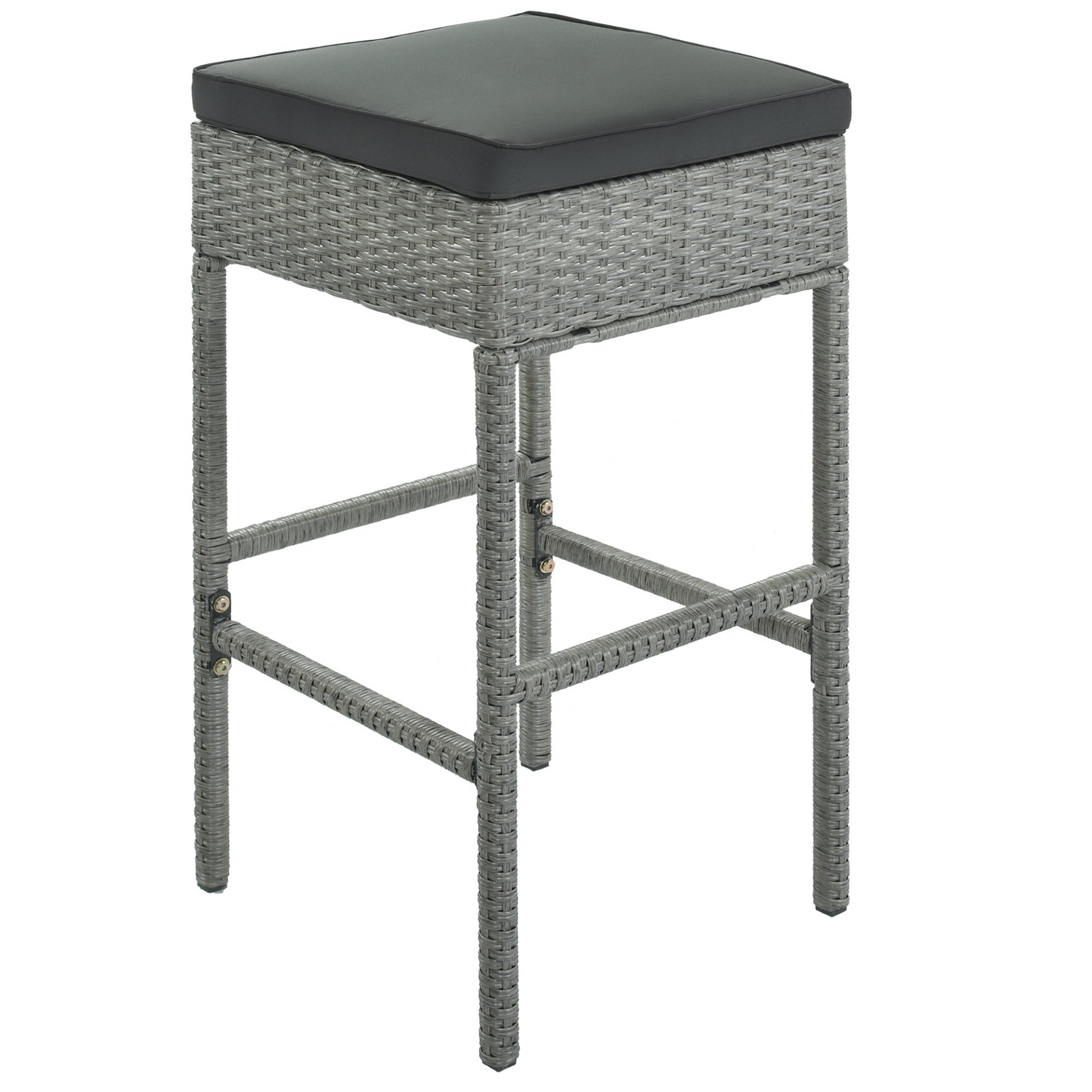 TOPMAX 5-Piece Rattan Dining Table Set with Storage Shelf (Gray)