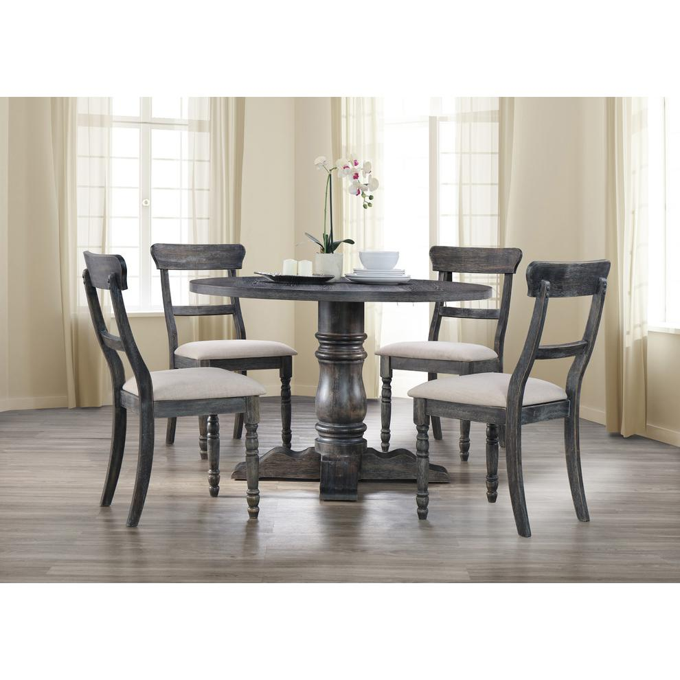 Best Master Selena 5-Piece Solid Wood Round Dinette Set in Weathered Gray