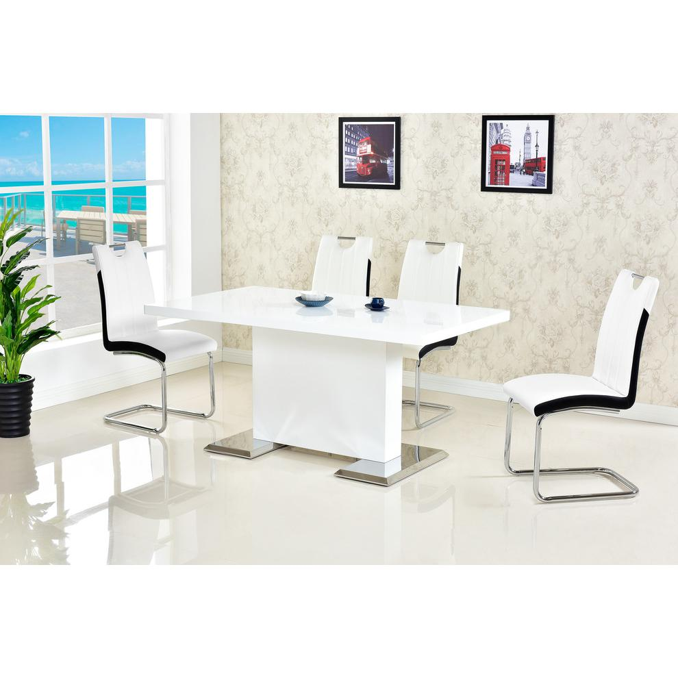 Best Master Bono 5-Piece Modern Solid Wood Dining Set in White